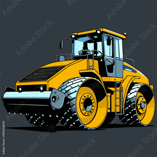 Image of a yellow road rollercompactor