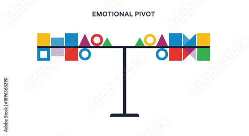 Emotional Pivot Concept: Abstract Geometric Illustration of Balance, Equilibrium, and Psychological Stability on a Fulcrum
