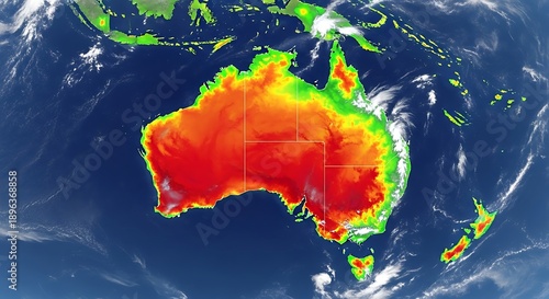 Australia Heat Map Temperature Gradient Climate Change.