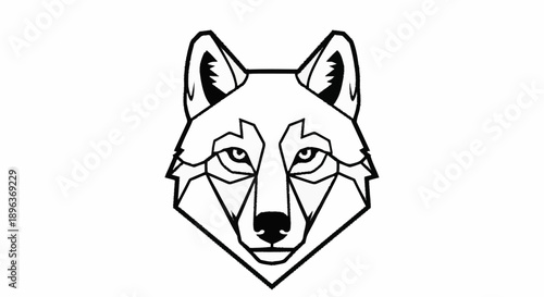 Geometric Wolf Head Line Art Illustration.