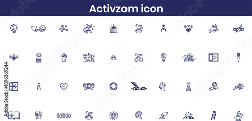Activism and Civic Engagement Line Icons Set for Social Awareness and Democracy