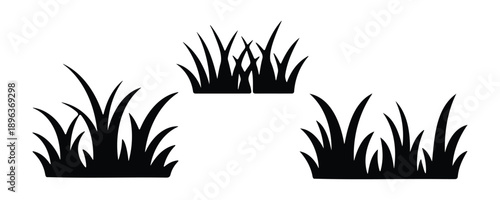 Grass Silhouette Set Black Nature Plant Elements