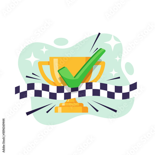 Achieving Success and Victory concept illustration flat design vector empty state ui design element for web and mobile