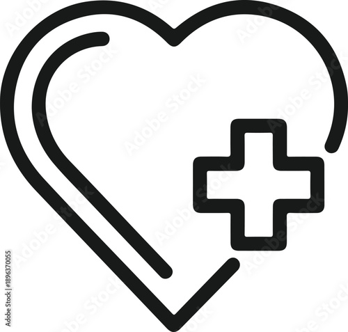 Minimalist heart and cross symbol for medical services