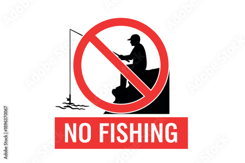 No fishing sign with a silhouette of a person on a boat prohibited symbol