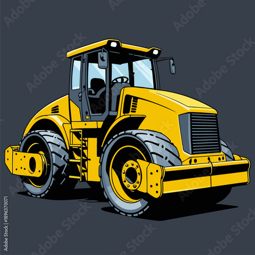 Image of a yellow road rollercompactor
