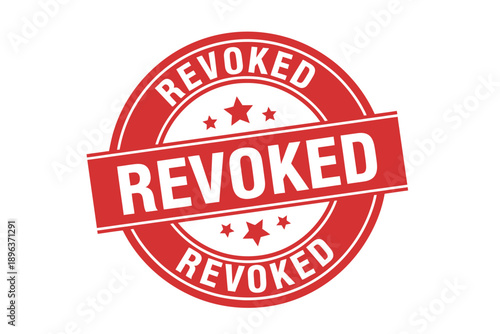 A red stamp with the word revoked on for indicating cancellation or rejection