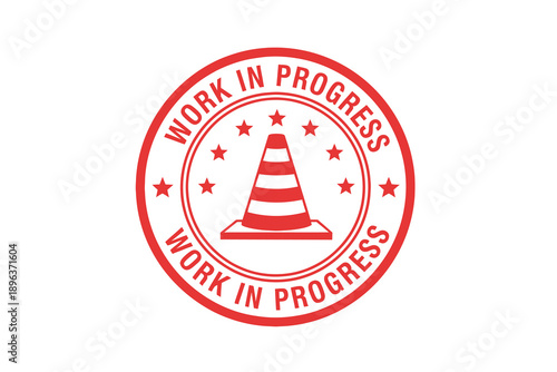 Red and white roadwork sign icon with starburst design on for construction projects