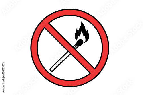 No fire or flame symbol with a red prohibition sign warning of danger