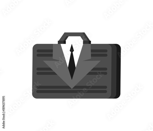 classic business briefcase diplomat with a necktie. Symbol for professional work, corporate career, and office business style