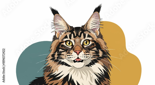 Maine Coon Cat Portrait with Distinctive Features.