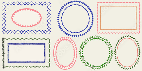 A collection of decorative frames and borders in various shapes and styles