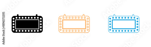Film strip icons in black orange and blue