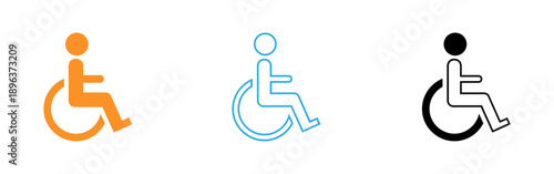 Wheelchair accessibility icons in orange blue and black