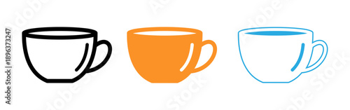 Colorful illustration of three coffee mugs