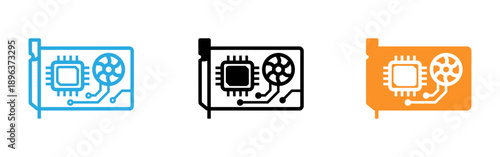 Electronic circuit board with microchip and film reel icons