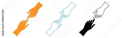Three illustrated hands in different colors
