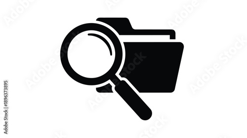 folder icon with magnifying glass search tool a clean vector silhouette