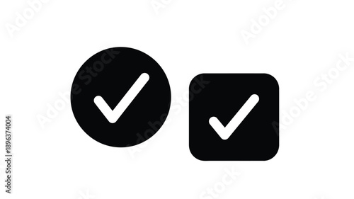 check mark icons displayed in circle and square shapes a simple silhouette