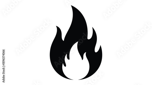 a striking black flame design against a stark white background silhouette