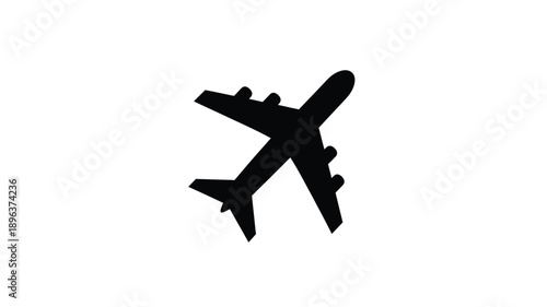 a black airplane silhouette against a stark white background simple and graphic