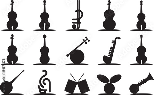 Silhouettes of various musical instruments