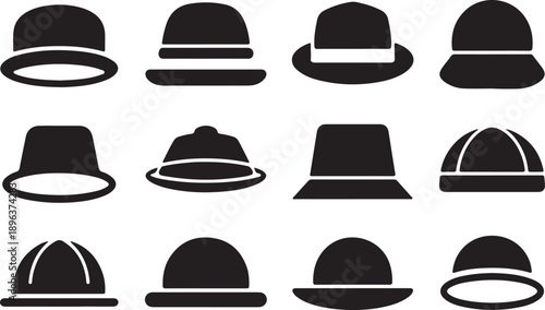 Collection of various black hat styles and designs