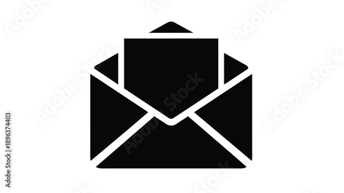 an open envelope icon with a triangular top simple design silhouette