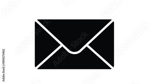 a simple black and white envelope icon design featuring a clean modern silhouette
