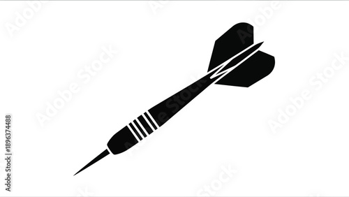 a simple black dart icon against a bright white background silhouette
