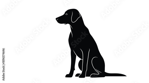 a black labrador retriever sitting attentively a simple and striking silhouette