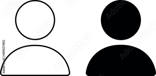 Two person one outlined one solid black person user silhouette