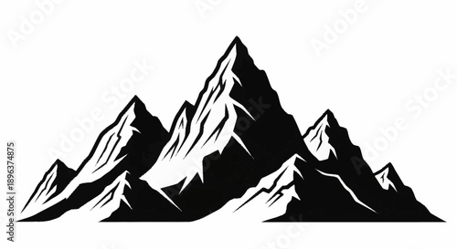 Jagged mountain peaks silhouette against a white background.