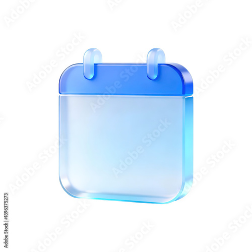 3d rendered icon of abstract glossy glass calendar symbol