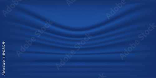 abstract premium dark blue luxury fabric crumpled cloth texture wave shadow soft background with space for text. vector illustration