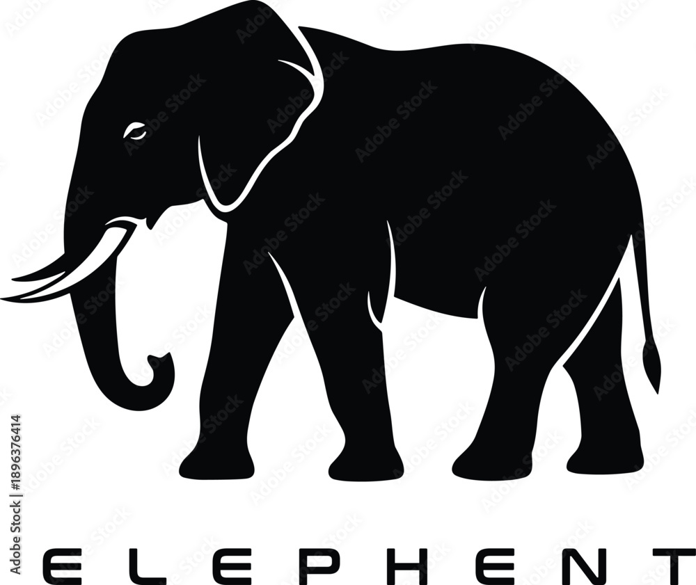Obraz premium Elephant animal logo with strong wildlife silhouette symbol