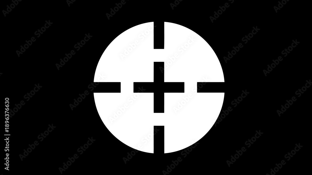 Obraz premium Target crosshairs icon on black background. Minimalist graphic symbol for aim, precision, accuracy, focus, and objective.