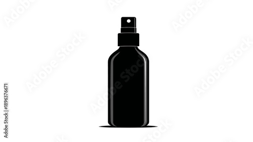 Sleek black spray bottle vector illustration isolated on white. Empty mockup for cosmetic, hair, or cleaning product packaging.