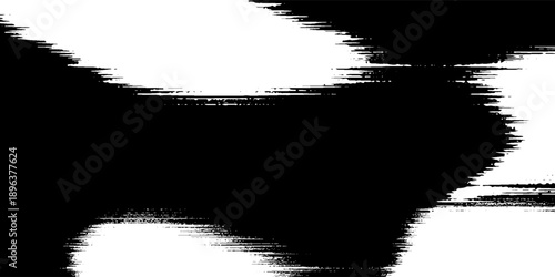 Abstract digital art with bold symmetrical brush strokes, deep blue and bright cyan color palette, rough textured edges like digital paint smears,