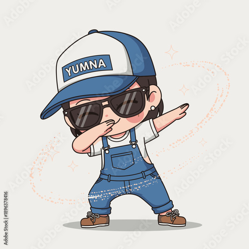Cartoon Character Wearing Sunglasses and Hat.