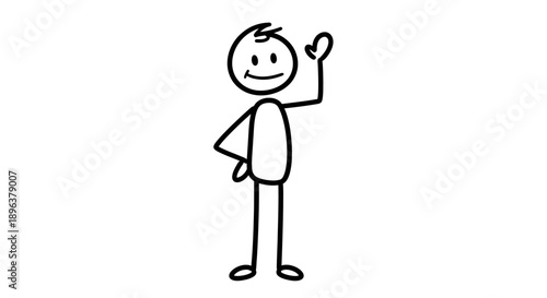 Wallpaper Mural Cheerful Stick Figure Man Waving Hand in Welcome Gesture in Isolated White Background Torontodigital.ca