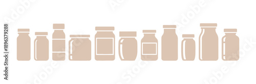a set of easy-to-understand icons of rectangular jars for food displayed on white

