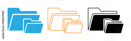 Colorful folder icons in blue orange and black