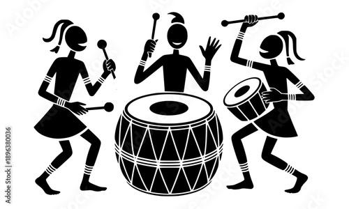 Artistic black and white silhouette profile of an African American man with a natural afro hairstyle and beard, perfect for urban barbershop logos and cultural identity graphic designs.