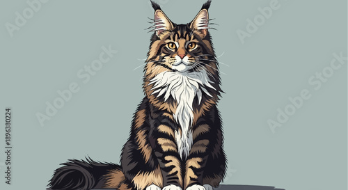 Majestic Maine Coon Cat Sitting Proudly.