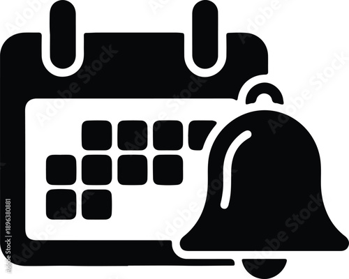 Silhouette calendar with bell notification symbol illustration vector
