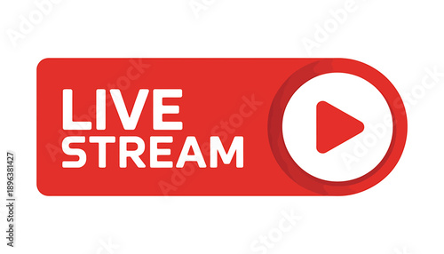 Live stream play button icon for online video streaming services