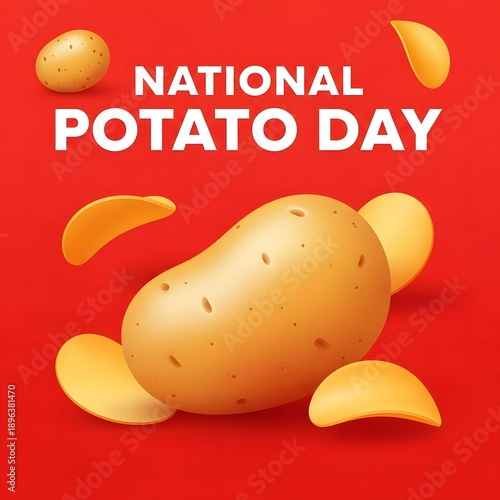 National Potato Chip Day celebration with  Fries and Potatoes Illustration background