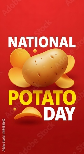 National Potato Chip Day celebration with  Fries and Potatoes Illustration background