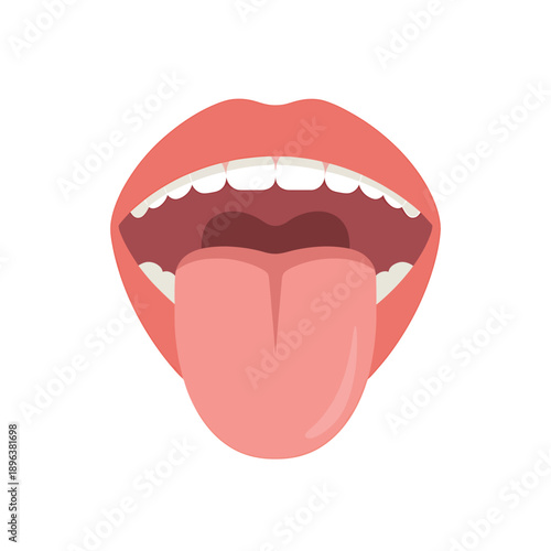 Cartoon illustration of human mouth with tongue out showing teeth